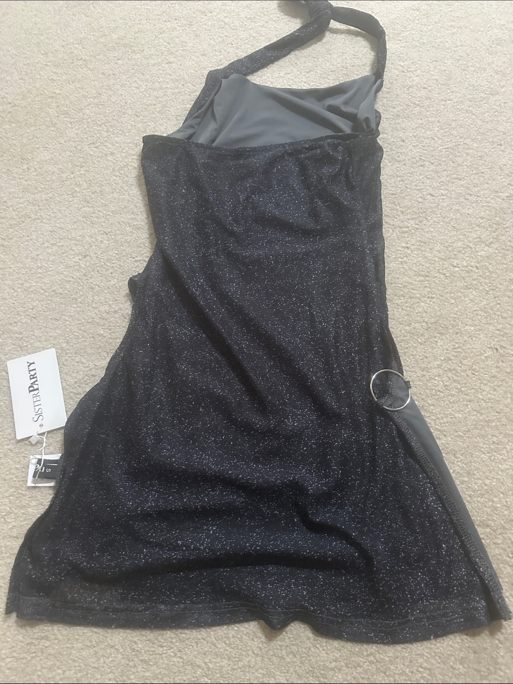 Black Sparkle Halter Mini Dress - Picture 6 of 6
